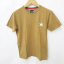 【中古】スノーピーク snowpeak ジャーナルスタンダード relume アウトドア ウエア カットソー Tシャツ 丸首 半袖 プリント 黄土 茶 ブラウン...