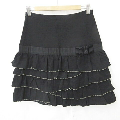 【中古】トリコシック TRICOT CHIC ニット スカート ティアード 膝丈 フリル テープ リボン 黒 ブラック ベージュ 40 レディース 【ベクトル 古着】 250505 【中古】トリコシック TRICOT CHIC ニット スカート ティアード 膝丈 フリル テープ リボン 黒 ブラック ベージュ 40 レディース 【ベクトル 古着】 250505