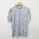【中古】アーノルドパーマー Arnold Palmer ゴルフ スポーツウエア シャツ ポロシャツ ボタンダウン 半袖 総柄 刺繍 白 紺 ホワイト ネイビー XO メンズ 【ベクトル 古着】 250530(4)
