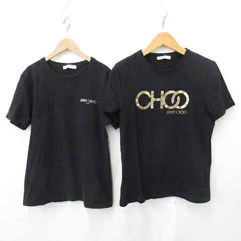 【中古】ジミーチュウ JIMMY CHOO Tシャツ 2枚セット カットソー 半袖 丸首 ロゴ プリント 綿 黒 ブラック L ☆AA★ メンズ 【ベクトル 古着】 250625のサムネイル