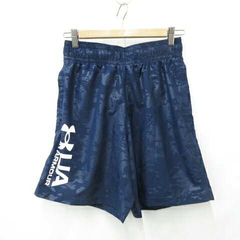 【中古】アンダーアーマー UNDER ARMOUR スポーツウエア パンツ ショートパンツ エンボスショーツ プリント ドロスト 紺 ネイビー M メンズ 【ベクトル 古着】 250613
