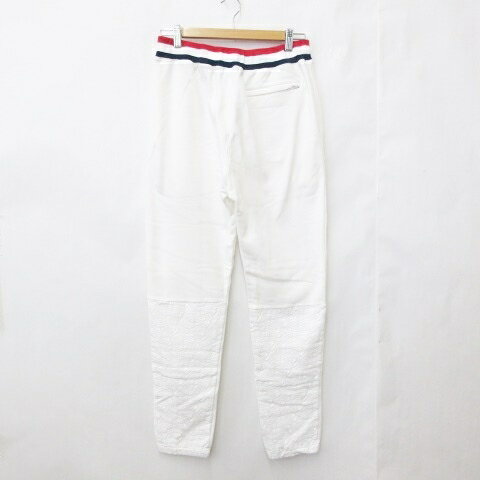 【中古】アンドサンズ ANDSUNS パンツ スウェット ロング丈 ロゴ 白 赤 ホワイト レッド L メンズ 【ベクトル 古着】 250614