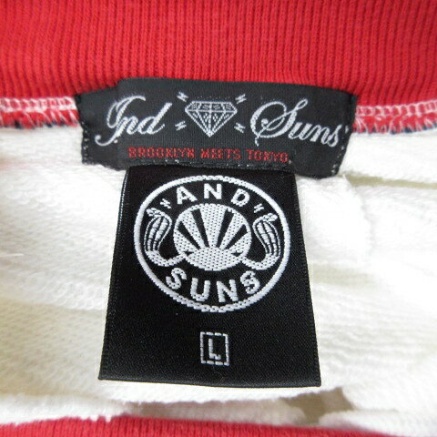 【中古】アンドサンズ ANDSUNS パンツ スウェット ロング丈 ロゴ 白 赤 ホワイト レッド L メンズ 【ベクトル 古着】 250614