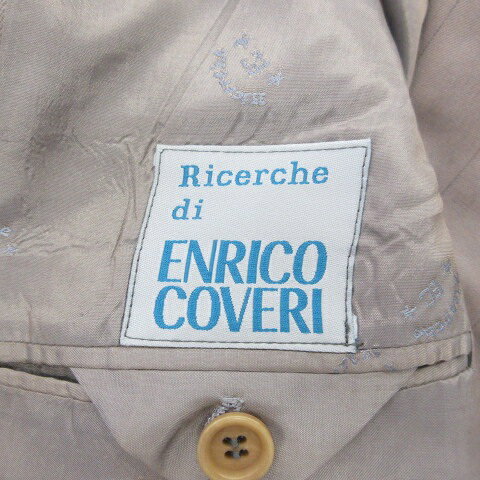 【中古】エンリココベリ ENRICO COVERI テーラードジャケット シングル 背裏 背抜き ストライプ ベージュ 茶 ブラウン メンズ 【ベクトル 古着】 250616