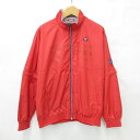 【中古】ルコックスポルティフ le coq sportif ゴルフ スポーツウエア ジャケット ブルゾン ウインドブレーカ 2WAY 長袖 半袖 ジップアップ スタンドカラー ボーダー 裏メッシュ 赤 レッド 3L メンズ 【ベクトル 古着】 250628