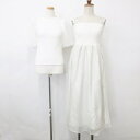 【中古】未使用品 ジュノア JUNOAH ティティー アンドコー TITTY CO キャミワンピース カットソー 2枚セット ロング アシメトリーストラップ 異素材切替 ボリューム袖 五分袖 アイボリー 白 ホワイト M F レディース 【ベクトル 古着】 250709