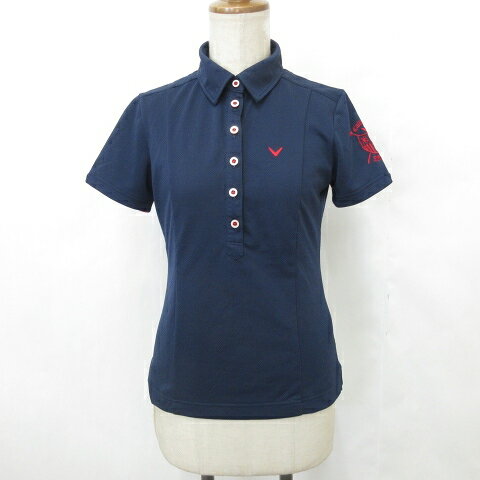 【中古】キャロウェイ CALLAWAY ゴルフ スポーツウエア ポロシャツ 半袖 紺 赤 オレンジ ネイビー レッド M レディース 【ベクトル 古着】 250814