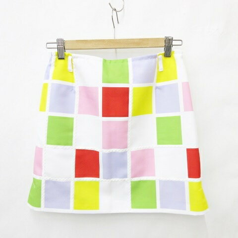 【中古】アルチビオ archivio ゴルフ スポーツウエア スカート プリント チェック プリーツ 白 ピンク 赤 黄 ホワイト レッド イエロー グリーン パープル 36 レディース 【ベクトル 古着】 250829