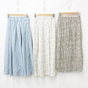 【中古】未使用品 ジーユー GU フレアスカート 3枚セット ロング丈 ワッシャー サテン ギャザー 花柄 ベージュ 青 ブルー S レディース 【ベクトル 古...