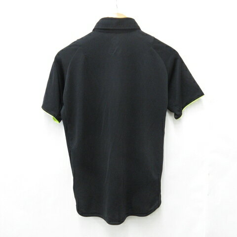 【中古】デサント DESCENTE ポロシャツ ゴルフ スポーツウェア トレーニング 半袖 ボタンダウン ロゴ プリント 吸汗速乾 黒 ブラック L メンズ 【ベクトル 古着】 250917