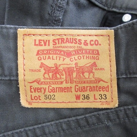 【中古】リーバイス Levi's 502 デニム ジーンズ パンツ ロング ロゴ 綿 チャコール 黒 ブラック 36 メンズ 【ベクトル 古着】 250918
