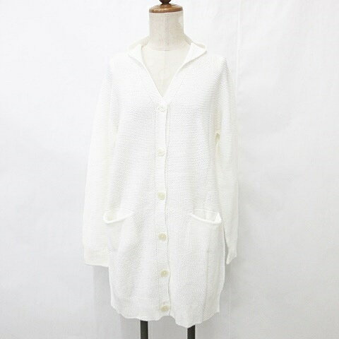 【中古】タバサ TABASA ニット カーディガン 長袖 ロング フード 白 オフホワイト レディース 【ベクトル 古着】 250913