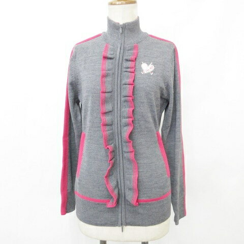 【中古】ビバハート VIVA HEART ニット ゴルフ スポーツウェア ジャケット 長袖 ジップアップ ロゴ フ..