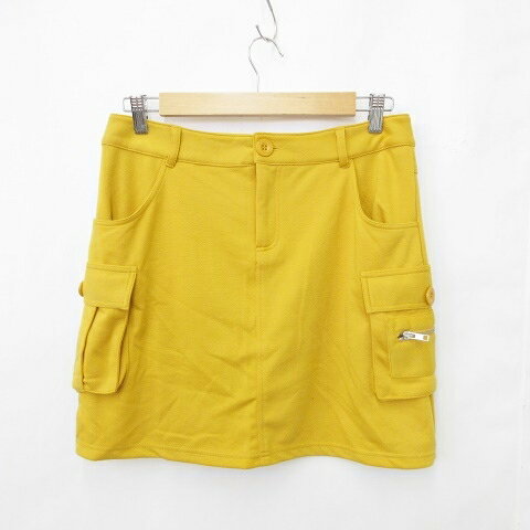 【中古】未使用品 デルソル DELSOL スカート ゴルフ ニット スポーツウェア インパンツ ストレッチ 黄 イエロー L レディース 【ベクトル 古着】 250916