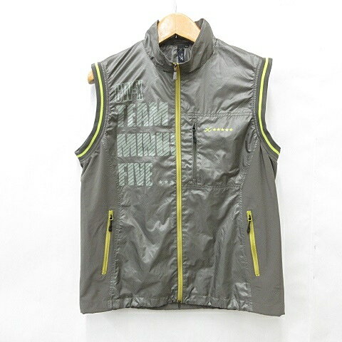 【中古】CWーX ゴルフ スポーツウエア ベスト ジップアップ スタンドカラー 裏メッシュ カーキ グリー..