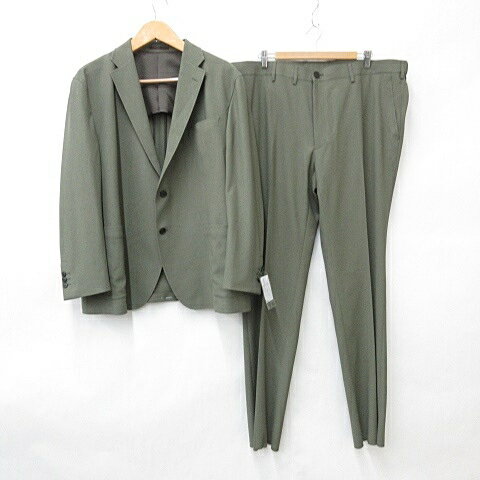 【中古】未使用品 スーツ セットアップ テーラードジャケット スラックス シングル 背抜き ストレート ..