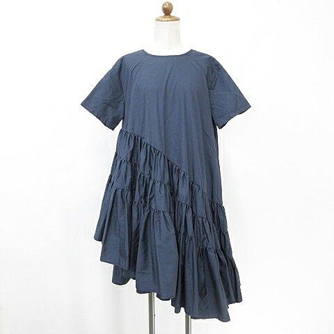 未使用品 ロージーモンスター RosyMonster ジューンオペラティアード June Opera tiered OP ワンピース 半袖 ひざ丈 ボリューム ネイビー 紺 M レディース  260414