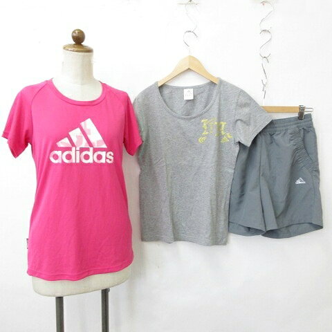 【中古】アディダス adidas スポーツウエア Tシャツ パンツ 3枚セット 半袖 丸首 プリント ショートパンツ ゴム シャーリング ピンク グレー L レディース 【ベクトル 古着】 260723ブランドアディダス adidas表記サイズ3型共 L実寸サイズ身幅：43cm　着丈：63cm　ゆき丈：33cm　グレーTシャツ　肩幅 38　身幅 45　着丈 59　袖丈 15　　パンツ　ウエスト 66〜90　もも幅 32.5　裾幅 30.5　股上 28　股下 13　素材Tシャツピンク ポリエステル 100％ Tシャツグレー 綿 100％ パンツ ポリエステル 100％色ピンク グレー ※ 色に関しては、この商品の出品者の主観で判断しております。また、光の影響などにより実物の色と異なる場合がありますので予めご了承ください。状態ピンクTに引っ掛けがありますが、その他に目立ったダメージはなく、問題なくご使用いただける商品です。 ※あくまでも中古品ですので掲載写真や記載内容をご確認いただき、ご理解の上ご購入ください。備考一部商品は実店舗で保管しておりませんので、店頭にてご覧になれない場合がございます。また、ご質問を頂いた際、お時間をいただく場合がございます。商品のお問い合わせの回答を休止しております。＊各商品ページの商品詳細等をご確認の上ご購入ください。【中古】アディダス adidas スポーツウエア Tシャツ パンツ 3枚セット 半袖 丸首 プリント ショートパンツ ゴム シャーリング ピンク グレー L レディース 【ベクトル 古着】 260723状態ランク　”AB”詳細については、下記および「状態ランクについて」ページをご覧ください。未使用・新品の商品ほぼ新品同様の商品使用感が少なく、かなり状態の良い商品使用感はあるが、傷や汚れの少ない商品使用感の他、傷や汚れが見られる商品かなり大きな傷みがある難あり商品※S〜CランクはUSED品となりますので、使用感をご理解の上でご入札下さい。状態ランクについてinformationブランドアディダス adidas表記サイズ3型共 L実寸サイズ身幅：43cm　着丈：63cm　ゆき丈：33cm　グレーTシャツ　肩幅 38　身幅 45　着丈 59　袖丈 15　　パンツ　ウエスト 66〜90　もも幅 32.5　裾幅 30.5　股上 28　股下 13　素材Tシャツピンク ポリエステル 100％ Tシャツグレー 綿 100％ パンツ ポリエステル 100％色ピンク グレー ※ 色に関しては、この商品の出品者の主観で判断しております。また、光の影響などにより実物の色と異なる場合がありますので予めご了承ください。状態ピンクTに引っ掛けがありますが、その他に目立ったダメージはなく、問題なくご使用いただける商品です。 ※あくまでも中古品ですので掲載写真や記載内容をご確認いただき、ご理解の上ご購入ください。備考一部商品は実店舗で保管しておりませんので、店頭にてご覧になれない場合がございます。また、ご質問を頂いた際、お時間をいただく場合がございます。商品のお問い合わせの回答を休止しております。＊各商品ページの商品詳細等をご確認の上ご購入ください。本商品は一点物です他サイトや店舗にて販売している商品です。多少のお時間差にて欠品になることもございます。予めご了承頂ますようお願い致します。ベクトル・サイズガイドはこちらこの商品と同じブランドの商品を見る