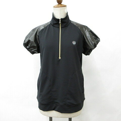 【中古】コルウィン Kolwin シャツ ジャケット ゴルフ スポーツウェア 半袖 ハーフジップ ハイネック 黒 ブラック L レディース 【ベクトル 古着】 260918