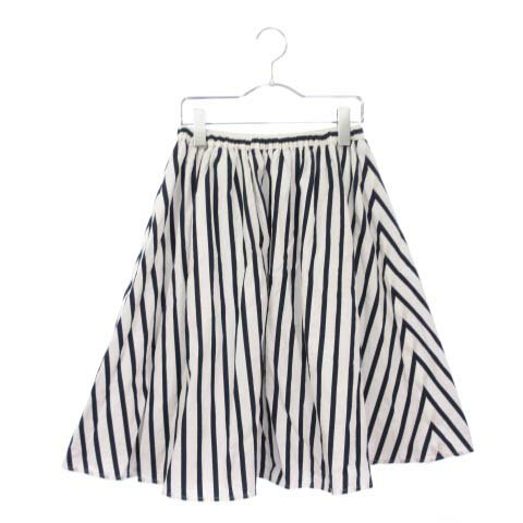 【中古】ルノンキュール Lugnoncure スカート ひざ丈 ミモレ フレア ストライプ M 白 ホワイト ☆S☆ /mm0322 レディース 【ベクトル 古着】 190322 ブランド古着ベクトルプレミアム店