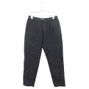 【中古】グローバルワーク GLOBAL WORK パンツ ロング ストライプ リネン混 S 紺 ネイビー ☆S☆ /mm0322 レディース 【ベクトル 古着】...