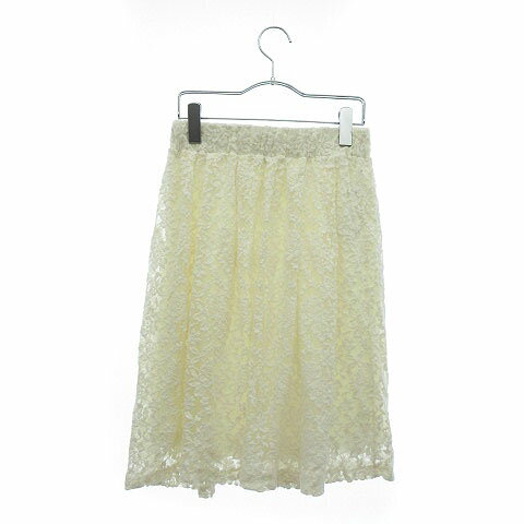 【中古】 ショコラフィネローブ chocol raffine robe スカート ギャザー レース ひざ丈 F 白 ホワイト ☆S☆ /hk0620 レディース 【ベクトル 古着】 190620