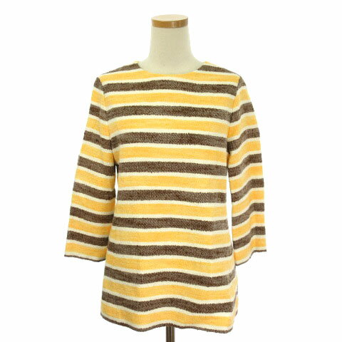 【中古】 ボディードレッシング BODY DRESSING カットソー ボーダー 34 茶 ブラウン 黄 イエロー ☆S☆ /tt0605 レディース 【ベクトル 古着】 190605