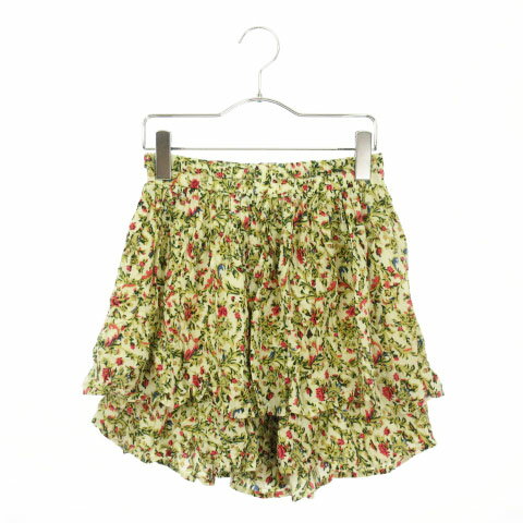 【中古】 アースミュージック&エコロジー EARTH MUSIC & ECOLOGY スカート スカパン フレア 総柄 FREE ベージュ 緑 グリーン ☆S☆ /tt0607 レディース 【ベクトル 古着】 190607(4)