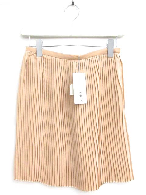 【中古】未使用品 ルシェルブルー LE CIEL BLEU スカート ひざ丈 プリーツ シルク 2 ベージュ ■RI 3 レディース 【ベクトル 古着】 171109 ブランド古着ベクトルプレミアム店