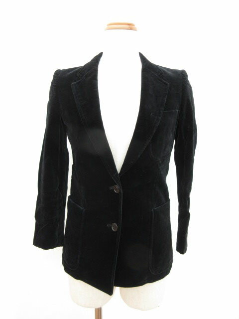 【中古】ロペ ROPE ジャケット テーラード ベロア 6 黒 ブラック /ss レディース 【ベクトル 古着】 180614 ブランド古着ベクトルプレミアム店