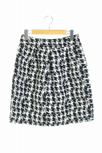 【中古】カーラ Cara スカート タック 台形 ひざ丈 総柄 W64 黒 /MN ■AC レディース 【ベクトル 古着】 180430 ブランド古着ベクトルプレミアム店