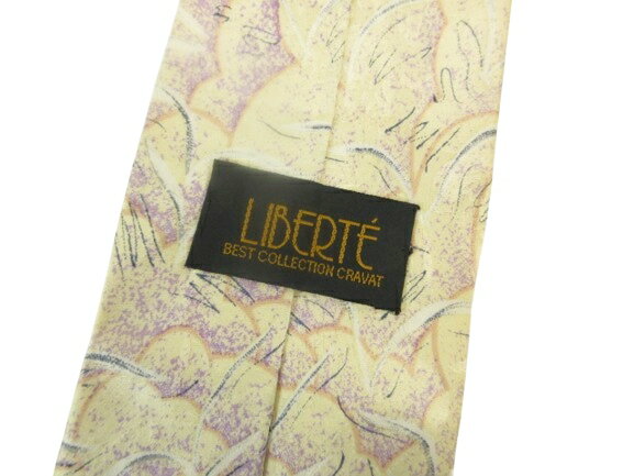 【中古】LIBERTE ネクタイ レギュラータイ 総柄 絹 シルク クリーム色 アイボリー系 QQQ メンズ 【ベクトル 古着】 240526