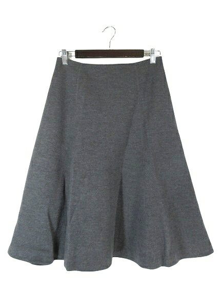 【中古】Fresc Oggi フレスコオッジ スカート ミオレ丈 フレア 無地 ウール 裏地付き グレー size40 QQQ レディース 【ベクトル 古着】 241123