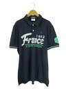 【中古】ルコックスポルティフ le coq sportif ポロシャツ ボタン 半袖 プリント ロゴ サイズM ネイビー QQQ メンズ 【ベクトル 古着】 250412