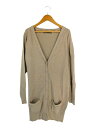 【中古】ザラ ZARA ロング ニット カーディガン ポケット 羽織 無地 リブ サイズM ベージュ QQQ レディース 【ベクトル 古着】 250713