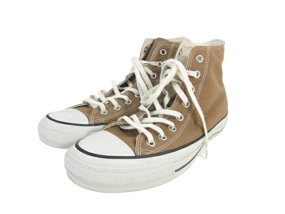 【中古】コンバース CONVERSE オールスター スニーカー ハイカット キャンバス地 ロゴ ワンポイント ブラウン サイズ27.5 QQQ メンズ 【ベクトル 古着】 250703