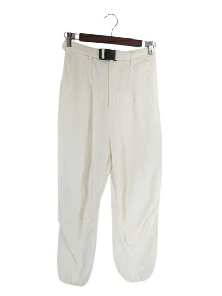【中古】ディスコート Discoat パンツ ワイド ロング ゴムウエスト ベルト 無地 ホワイト サイズL QQQ レディース 【ベクトル 古着】 25091...