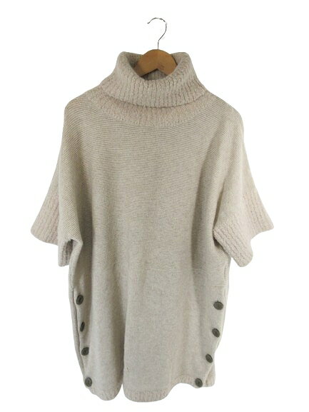 【中古】グローバルスイッチ GLOBAL SWITCH プルオーバー ニット タートルネック 五分袖 無地 ベージュ サイズF QQQ レディース 【ベクトル 古着】 251106