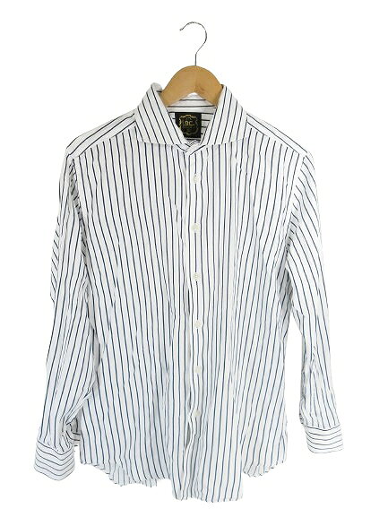 【中古】ロ スパッツィオ ビアンコ Lo Spazio Bianco シャツ 長袖 ボタン ストライプ ホワイト ネイビー QQQ 【ベクトル 古着】 260302