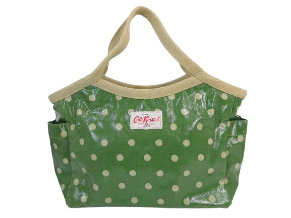【中古】キャスキッドソン Cath Kidston トートバッグ ハンド ドット柄 水玉 総柄 グリーン QQQ レディース 【ベクトル 古着】 260302