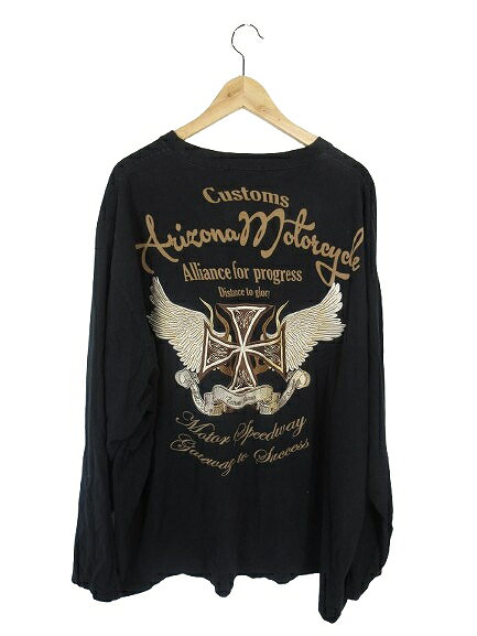 ブランド古着ベクトルプレミアム店の【中古】フラッグスタッフ FLAG STAFF プルオーバー Tシャツ ロンT 長袖 ロゴ 刺繍 ブラック サイズ5L QQQ メンズ 【ベクトル 古着】 260406｜アングル2