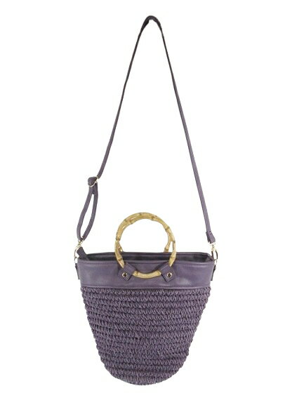 Handbag Type - 【中古】ディスコート Discoat カゴバッグ ショルダーバッグ ハンド 2way バンブー 無地 パープル QQQ レディース 【ベクトル 古着】 260410