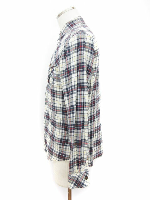 【中古】タケオキクチ TAKEO KIKUCHI TK シャツ 長袖 チェック 3 紺 ネイビー 白 ホワイト /☆o メンズ 【ベクトル 古着】 180222 ブランド古着ベクトルプレミアム店