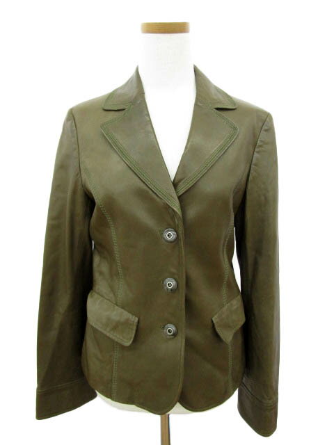 Coat - 【中古】クリスチャンオジャール CHRISTIAN AUJARD ジャケット テーラード 3ボタン レザー 茶 ブラウン レディース 【ベクトル 古着】 170309 ブランド古着ベクトルプレミアム店