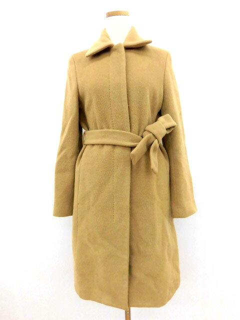 【中古】イネド INED コート ロング ステンカラー 比翼 ウール 2 茶 ベージュ レディース 【ベクトル 古着】 170328 ブランド古着ベク..