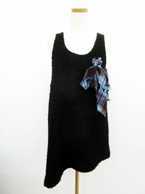 【中古】ヘルタースケルター Helter Skelter ワンピース ミニ ニット ブークレー アシンメトリー ノースリーブ コサージュ 黒 ブラック レディース 【ベクトル 古着】 170413 ブランド古着ベクトルプレミアム店