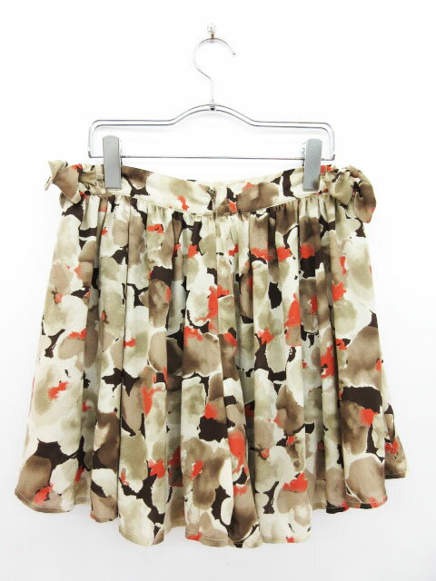 ブランド古着ベクトルプレミアム店の【中古】ブロードゥリー&コー Broderie & Co キュロット パンツ スカートフレア リボン ミニ 花柄 36 茶 ブラウン レディース 【ベクトル 古着】 170418 ブランド古着ベクトルプレミアム店｜アングル2