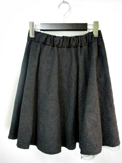 【中古】オペーク OPAQUE スカート フレア ひざ丈 花柄 ウエストゴム チュール 38 黒 ブラック レディース 【ベクトル 古着】 170512 ブランド古着ベクトルプレミアム店