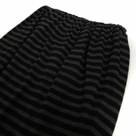 【中古】ノーリーズ Nolley's スカート タイト ひざ丈 ウエストゴム ボーダー ブラック 黒 グレー 36 レディース 【ベクトル 古着】 221104