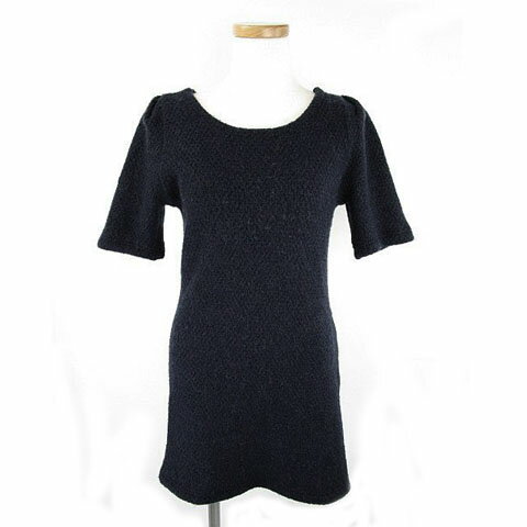 【中古】アムニス amnis ワンピース ニット ミニ 半袖 ウール混 ネイビー 紺 レディース 【ベクトル 古着】 201031 ベクトルプレミアム店